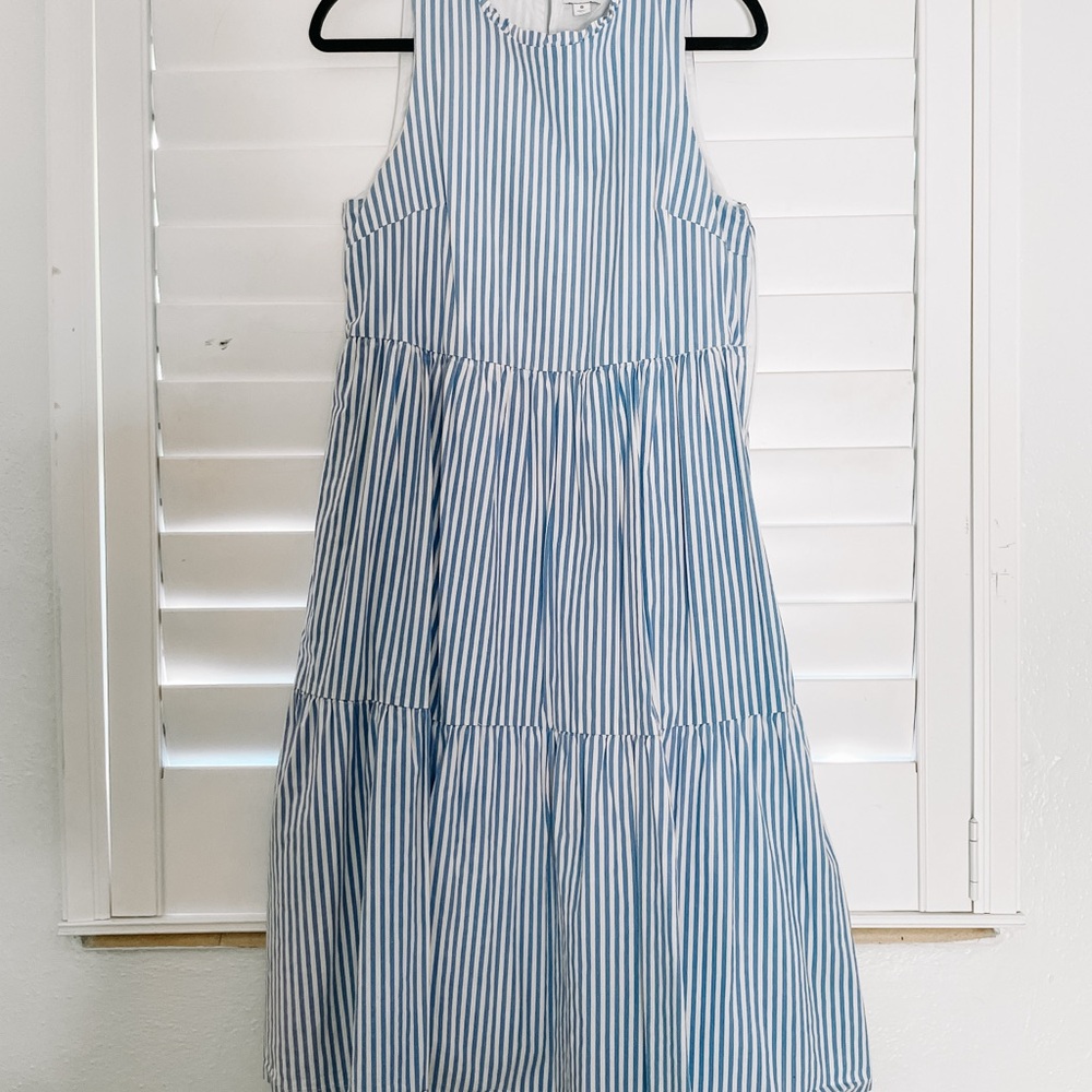 J. Crew Blue and White Stripe Dress